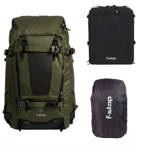 F-stop Tilopa-50L Adventure & Travel Camera Backpack (Cypress Green) + f-stop Pro ICU (Black, Large) + f-stop Rain Cover (Black, Large) [M116-81-01A]