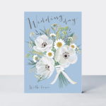Ευχετήρια κάρτα Paper Rose - Wedding bouquet on light blue