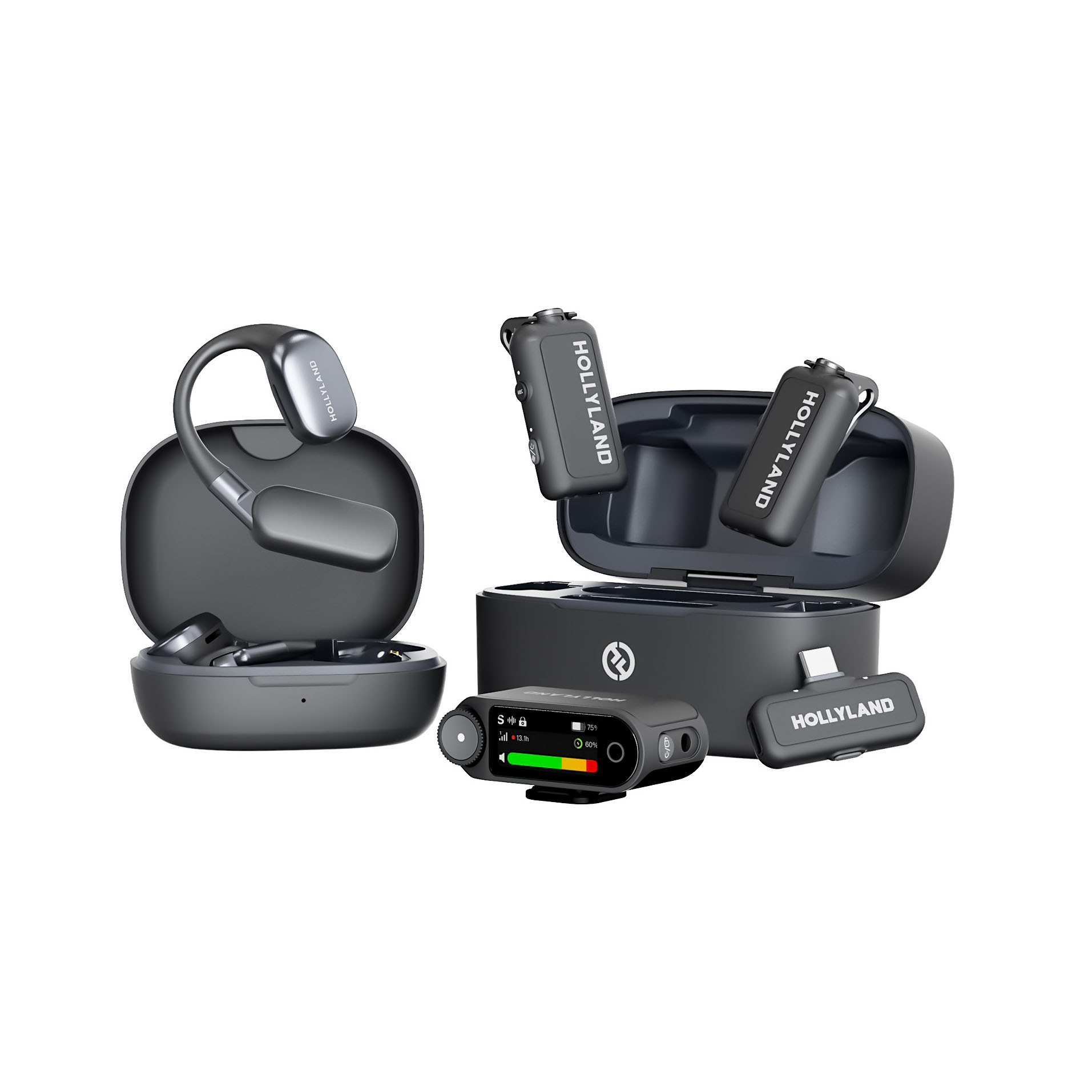 Hollyland LARK MAX 2 Ultimate Combo (Space Grey) - Repellas01 Hollyland LARK MAX 2 Ultimate Combo (Space Grey) – Wireless Microphone (2TX + 1RX + OWS) - Image 1