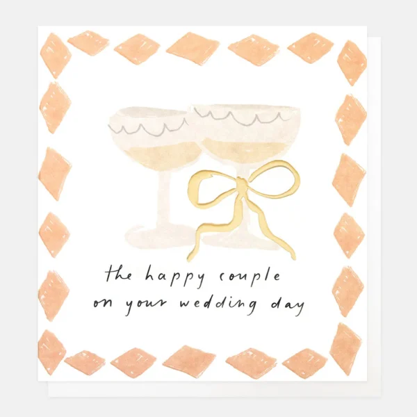 Ευχετήρια κάρτα Caroline Gardner - Champagne Glasses & Bow Wedding Card