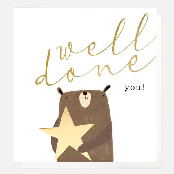 Ευχετήρια κάρτα Caroline Gardner – Gold Star Bear Congratulations Card