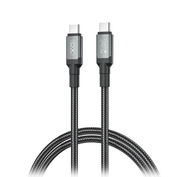 XO NB-Q264A 240W USB-C to USB-C Metal Braided Cable - Black 1